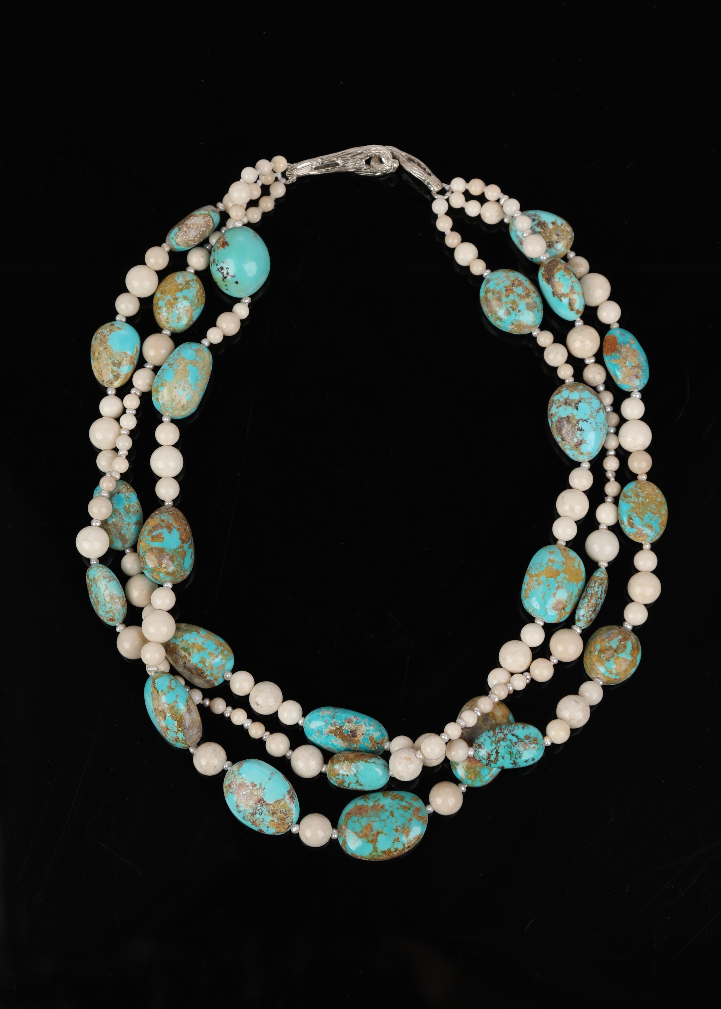 Multi-Strand Necklace: Peruvian Opal, Jasper, Pearl, and Gold In New Condition For Sale In Athens, GA
