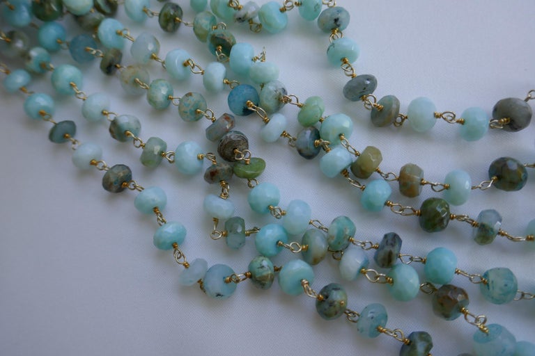 Peruvian Opal Vermeil 925 Baroque Cultured Pearls Long Lariat Gemstone ...