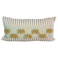 Peruvian Pima Cotton Handwoven Lumbar Throw Pillows in Green, Blue, White