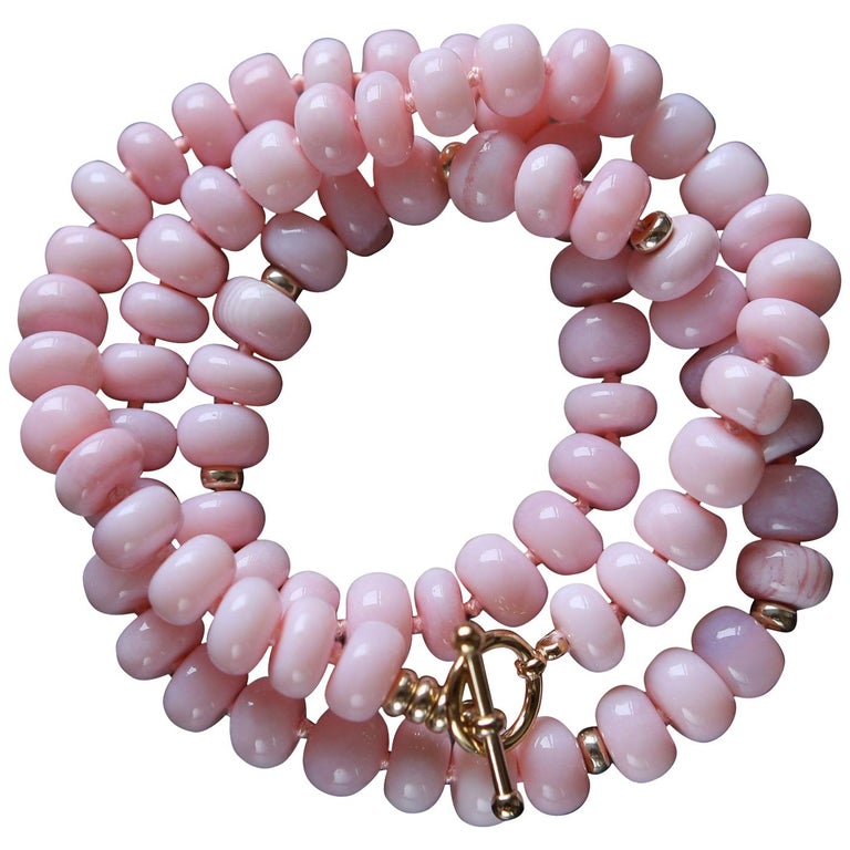 Aruba Pink Opal Golden Link Toggle Bracelet