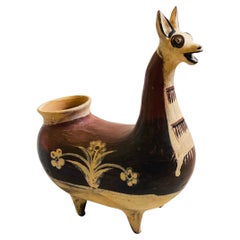 Vaso in ceramica peruviana Llama Folk Art
