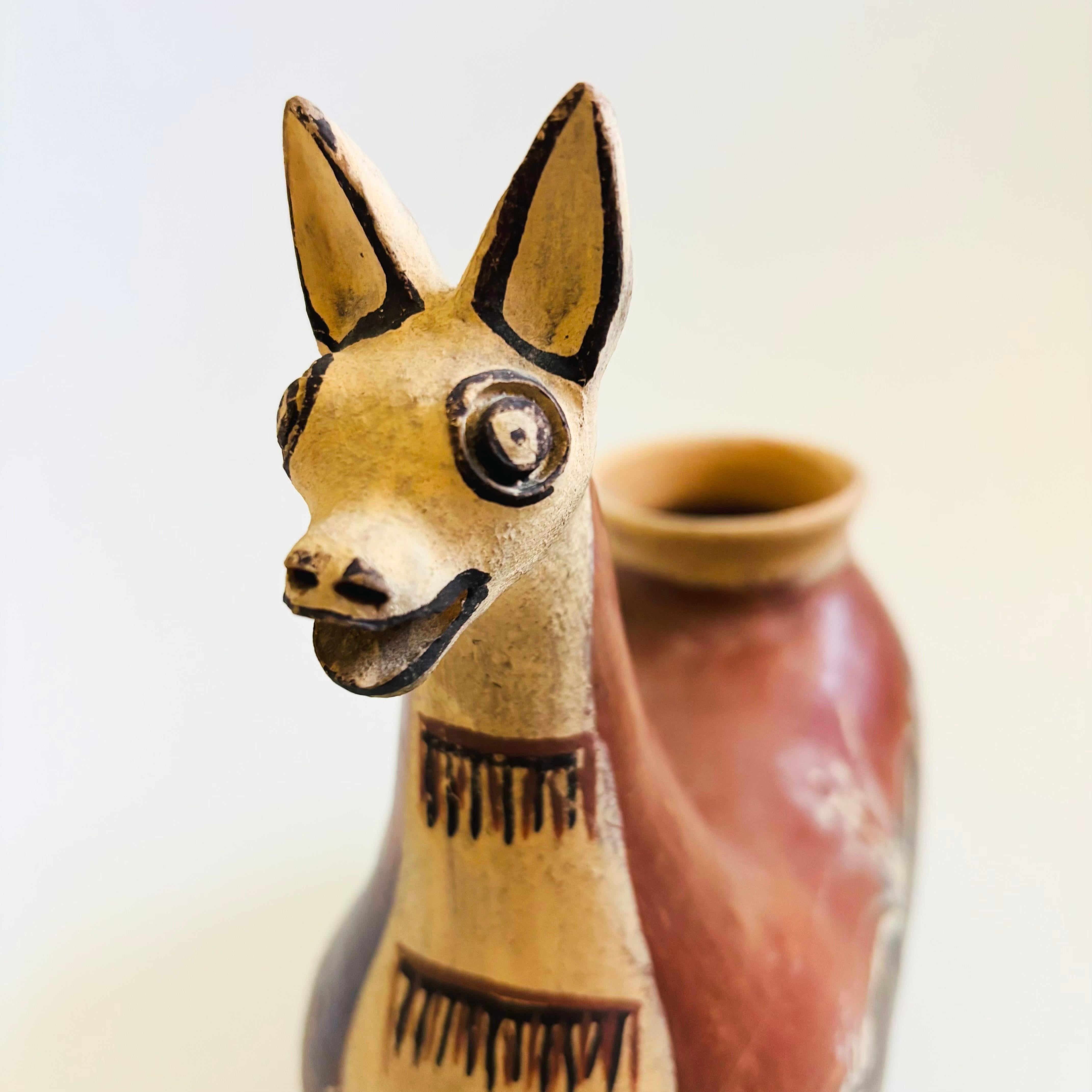 Peruvian Pottery Llama Folk Art Vase For Sale 2