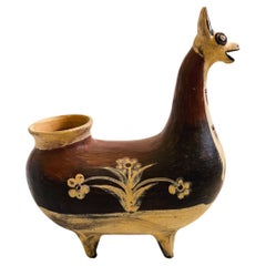 Peruvian Pottery Llama Folk Art Vase