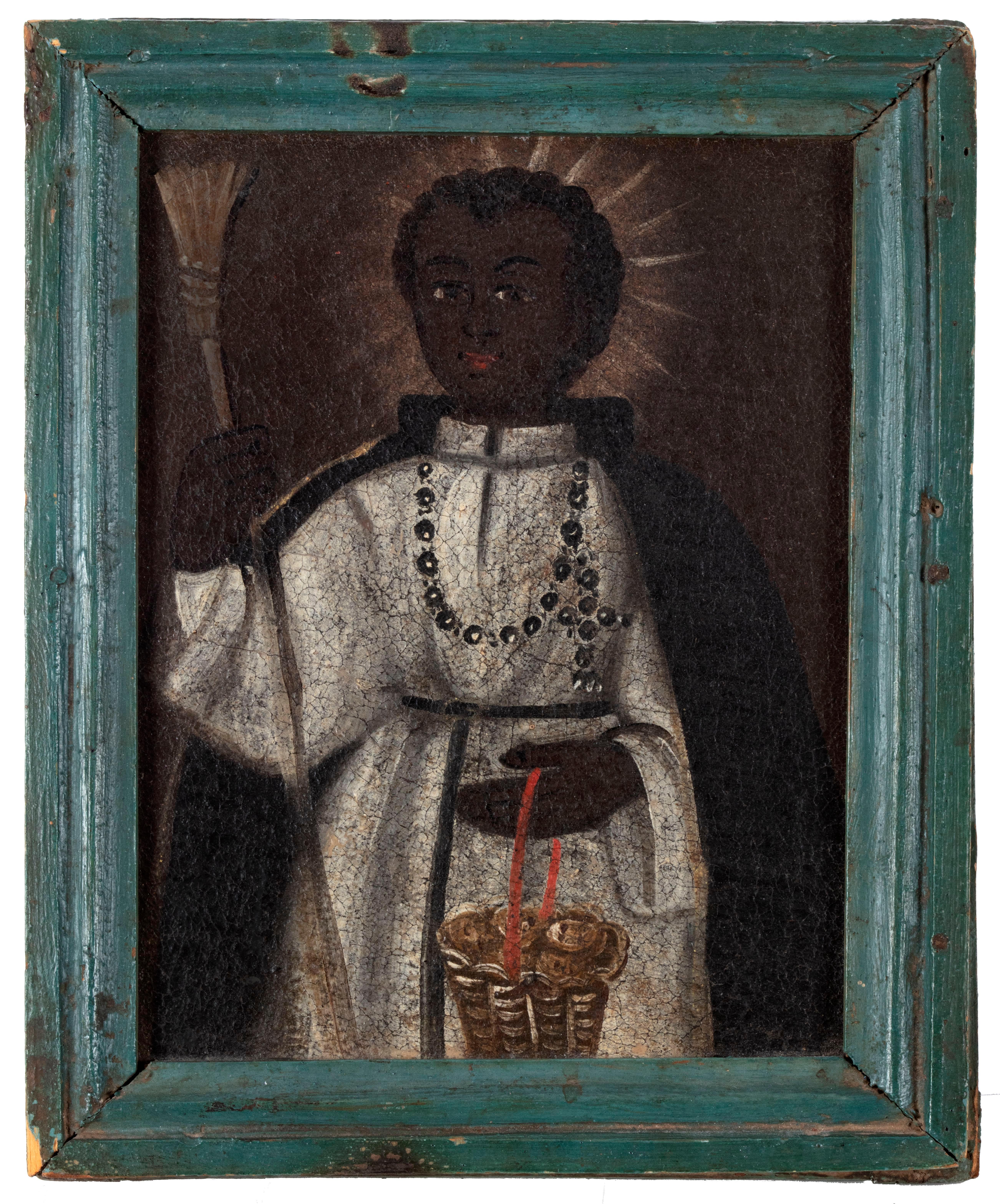 Peruvian School, 18th - 19th Century Portrait Painting - Saint Martin de Porres