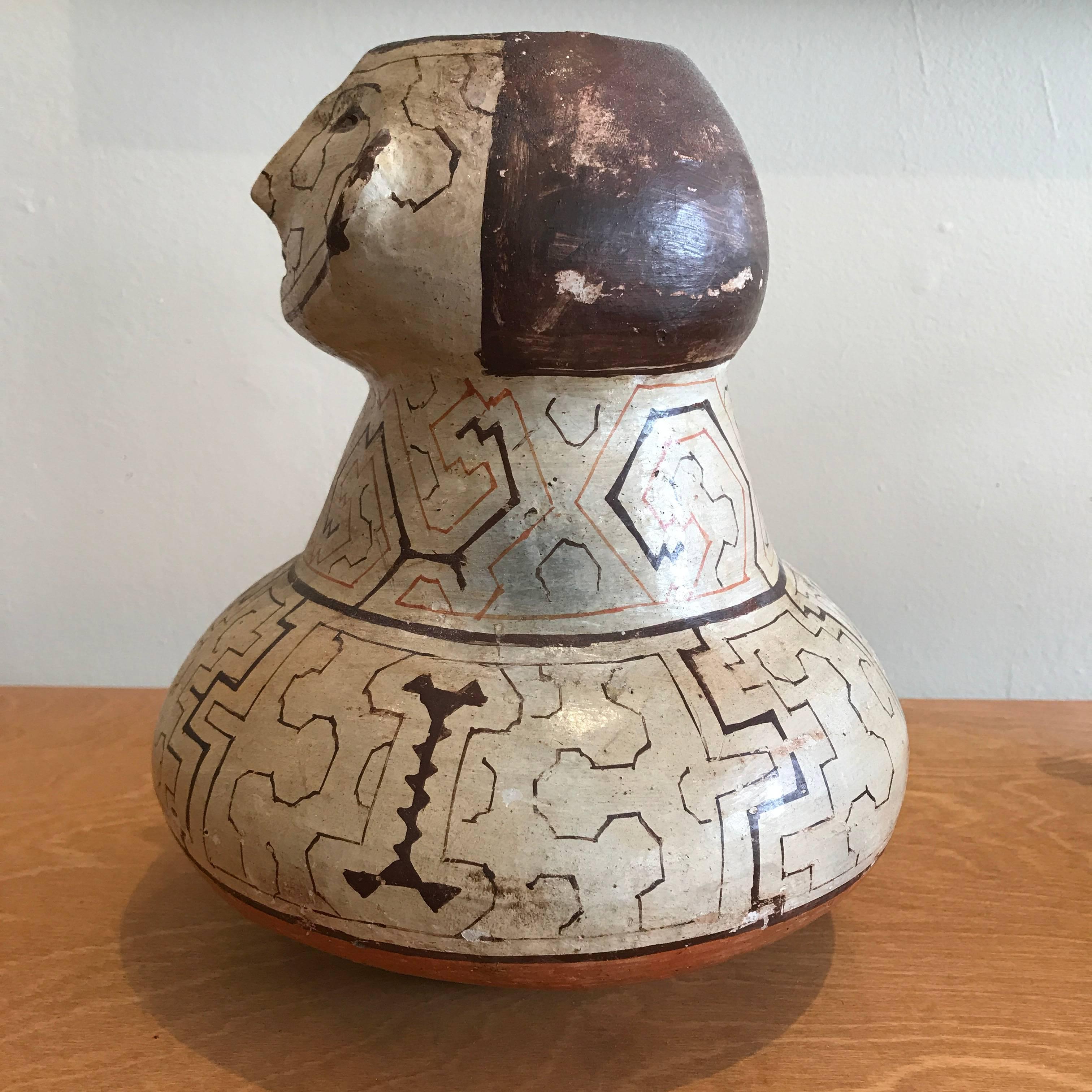 Glazed Peruvian Shipibo Pottery Vase or Urn