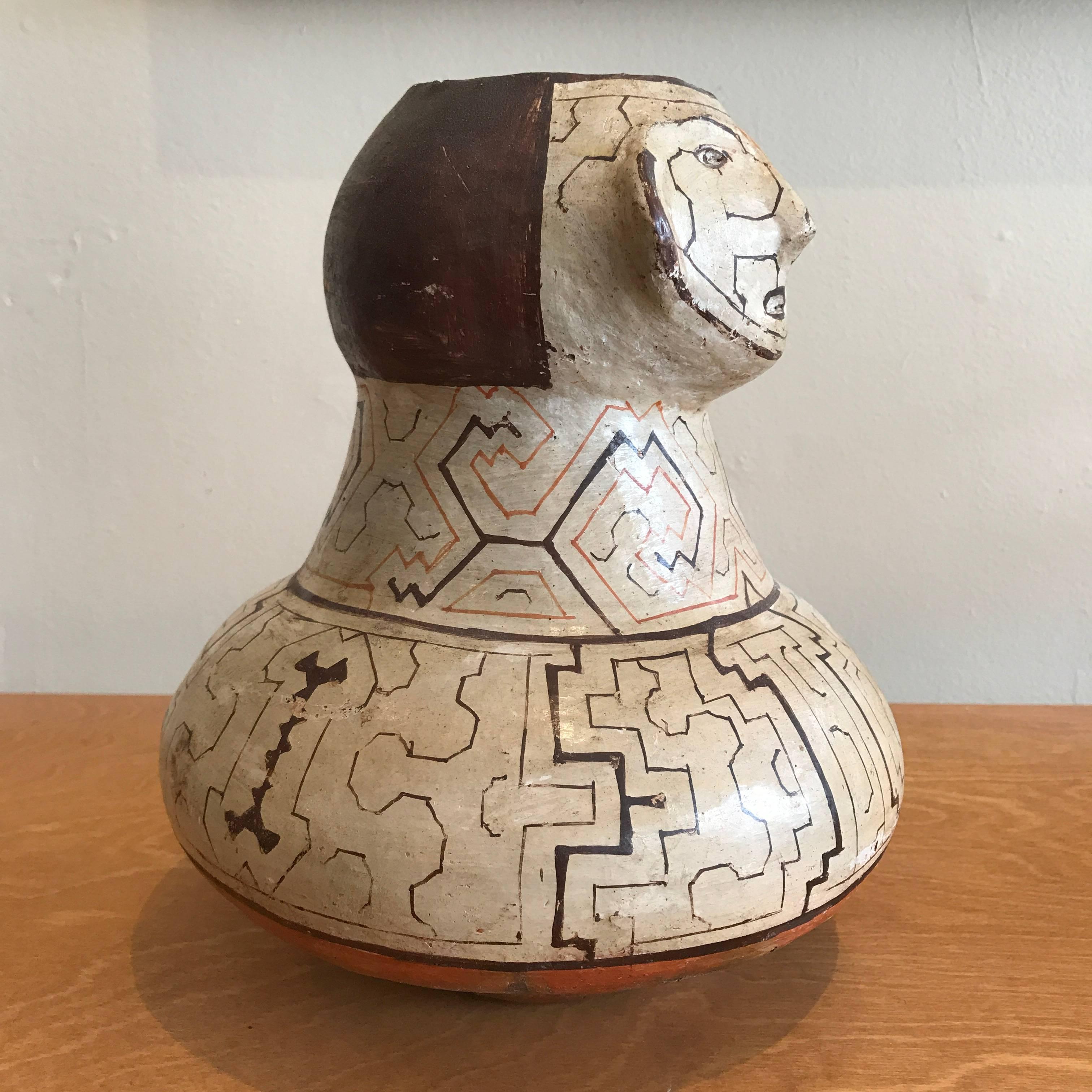 20th Century Peruvian Shipibo Pottery Vase or Urn