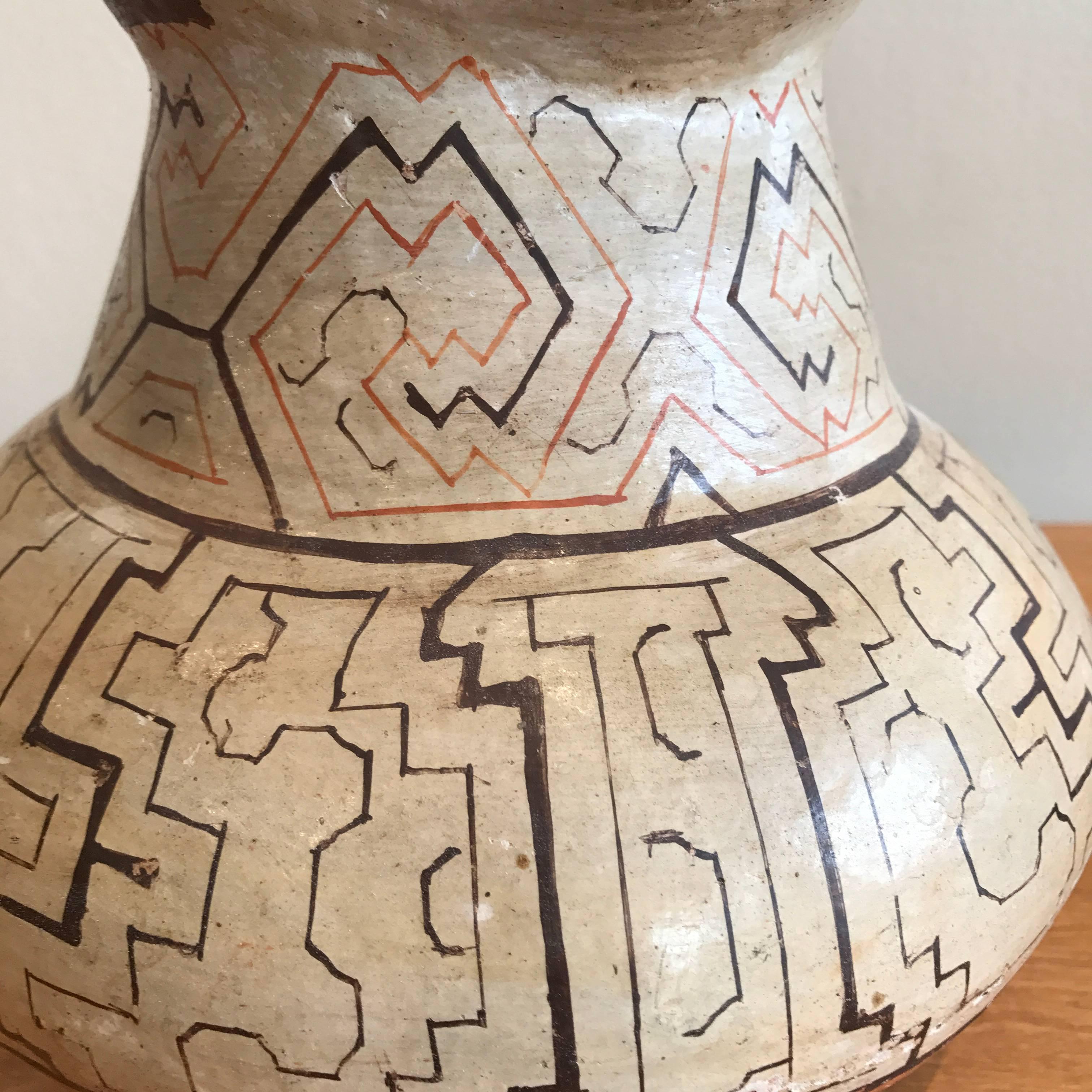 Peruvian Shipibo Pottery Vase or Urn 1