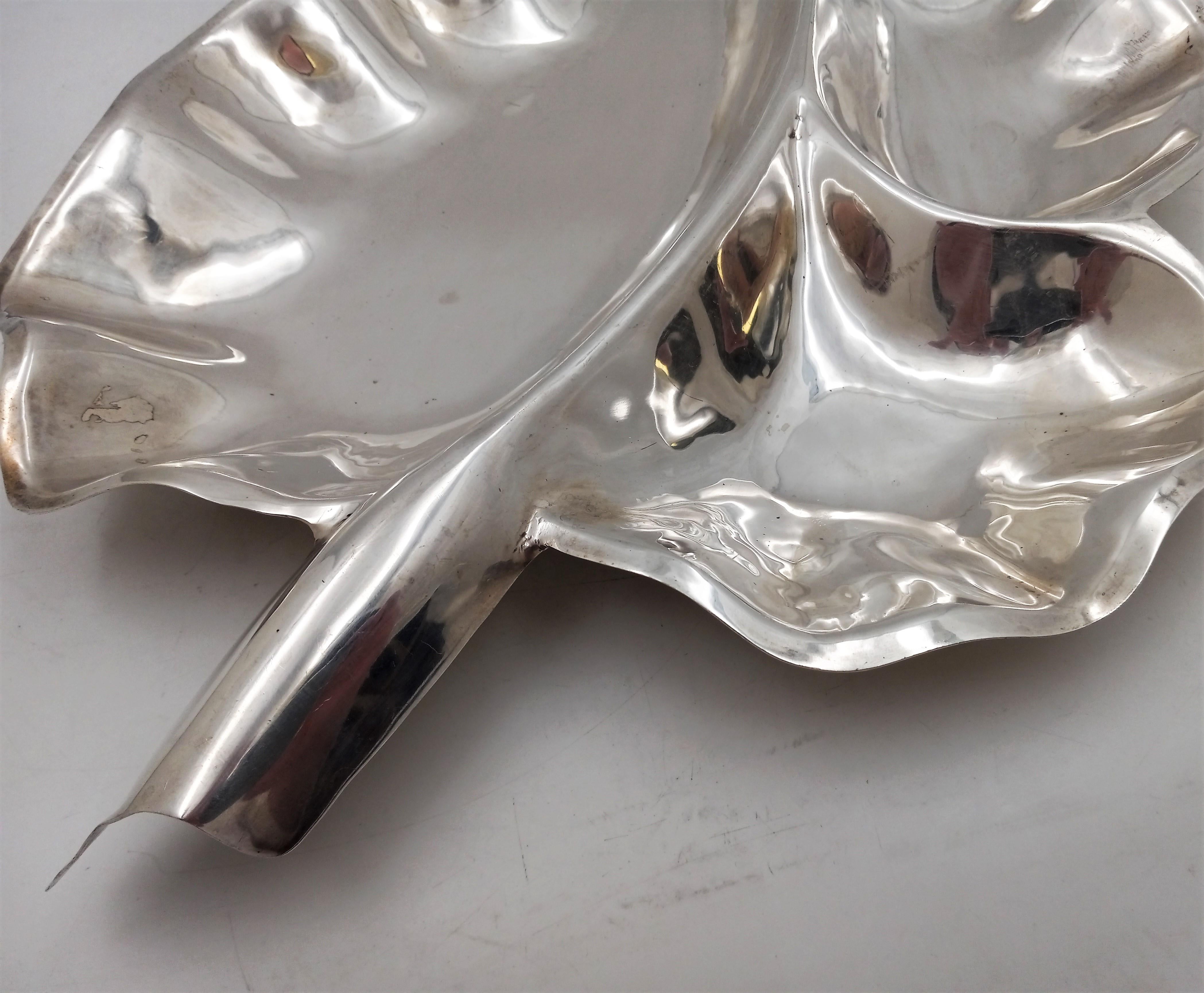 Peruvian Sterling Silver Hammered Mid-Century Modern Serving Platter 1