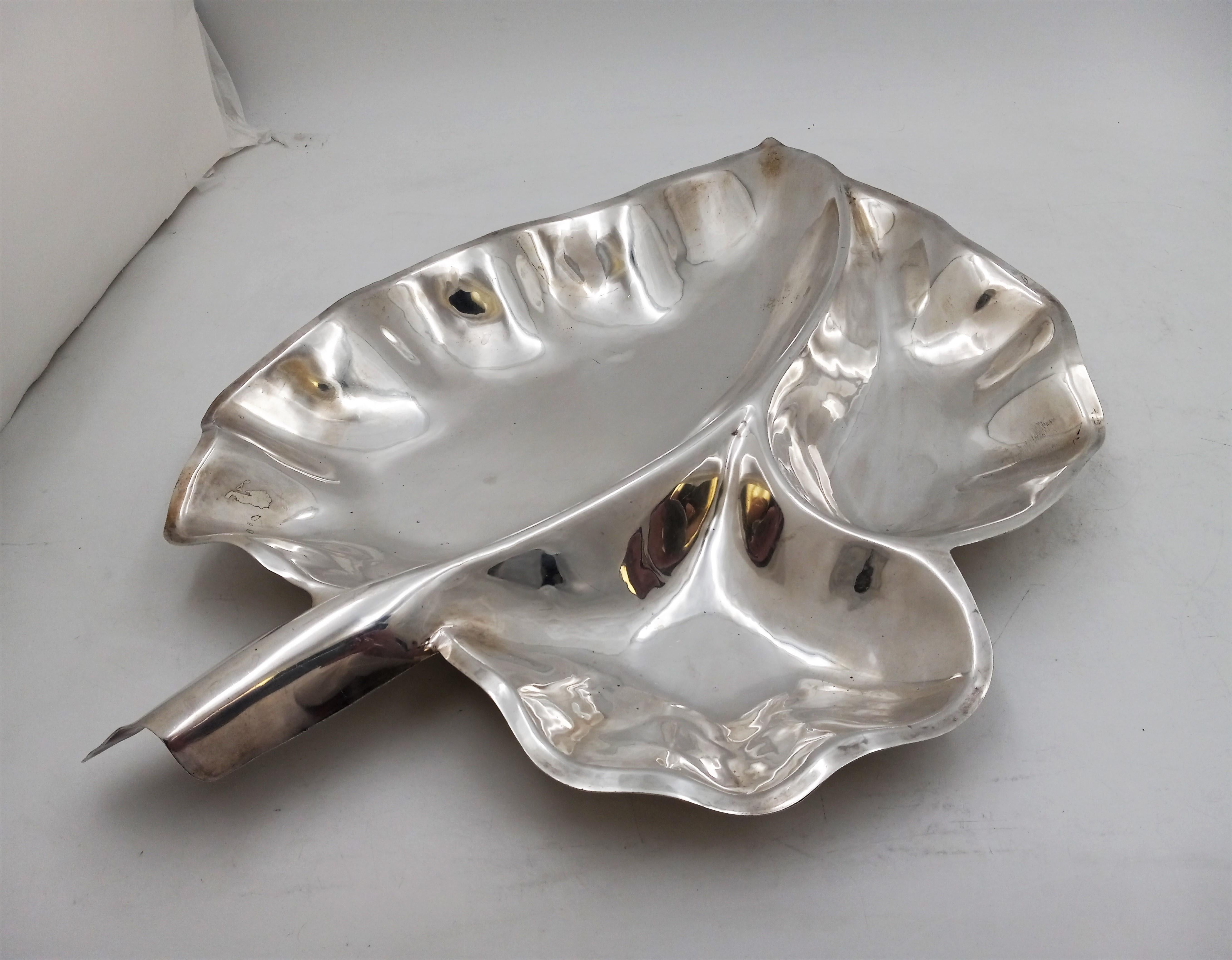 Peruvian Sterling Silver Hammered Mid-Century Modern Serving Platter 2