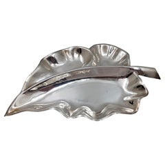 Peruvian Sterling Silver Hammered Mid-Century Modern Serving Platter