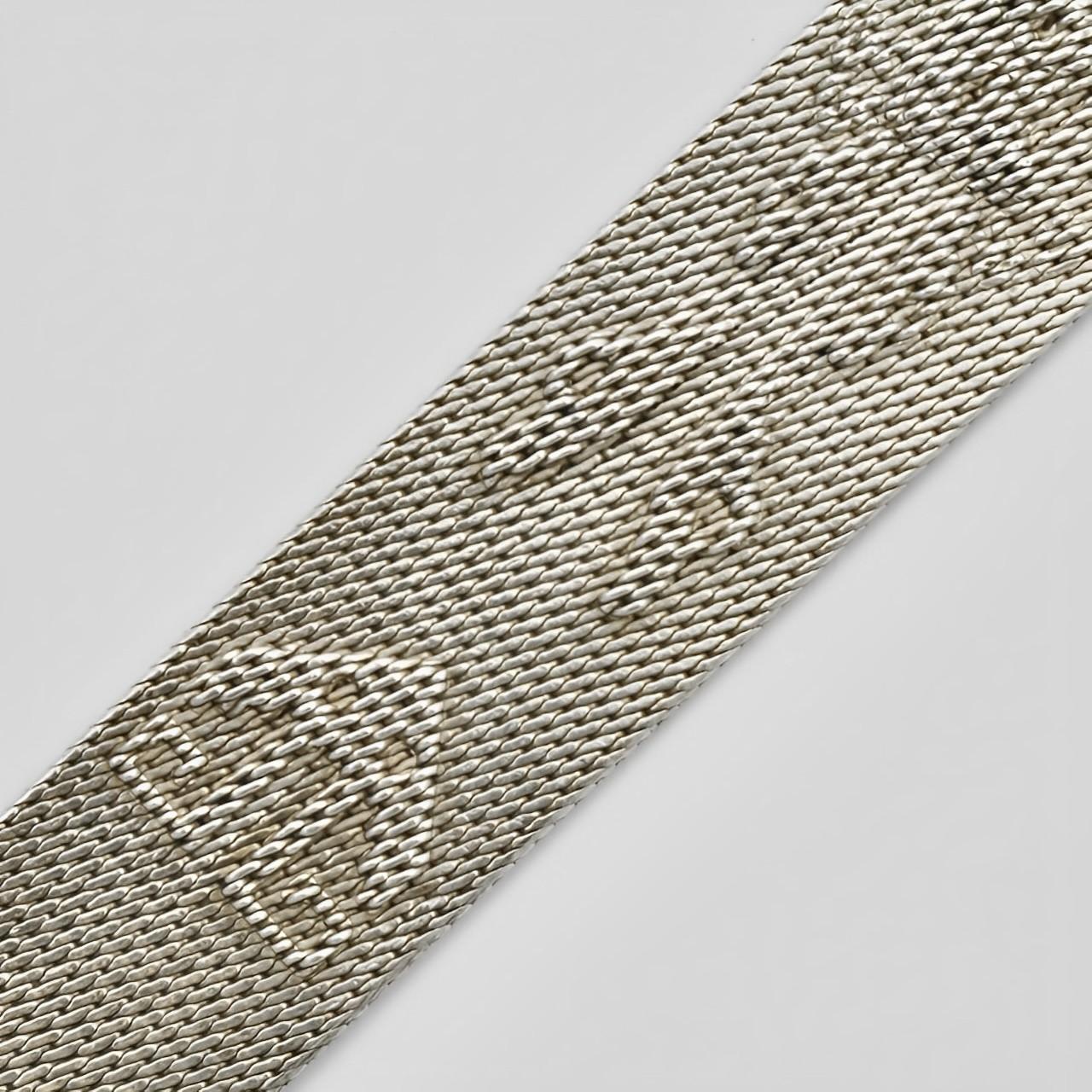 Peruvian Sterling Silver Mesh Link Bracelet In Good Condition For Sale In London, GB