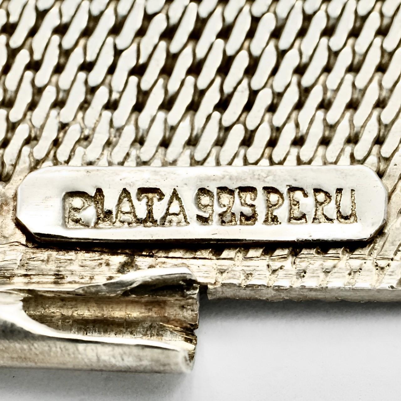 Peruvian Sterling Silver Mesh Link Bracelet For Sale 2