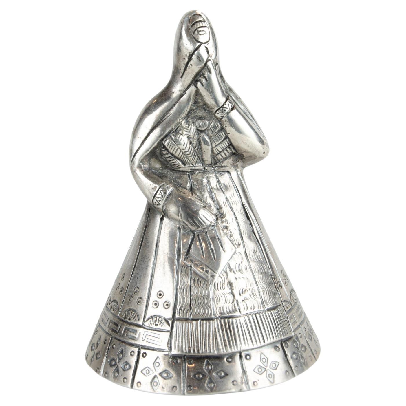 Peruvian Table Bell in 925 Silver from the middle - 20th century For Sale