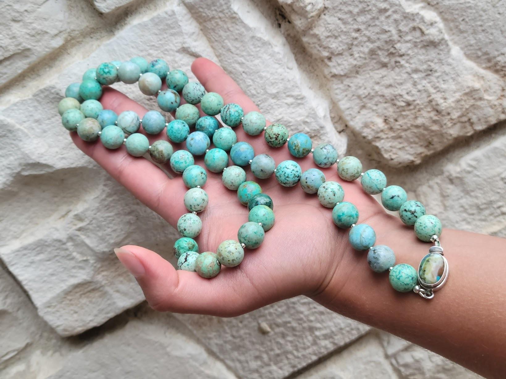 Peruvian Turquoise Long Necklace with Turquoise Clasp 4