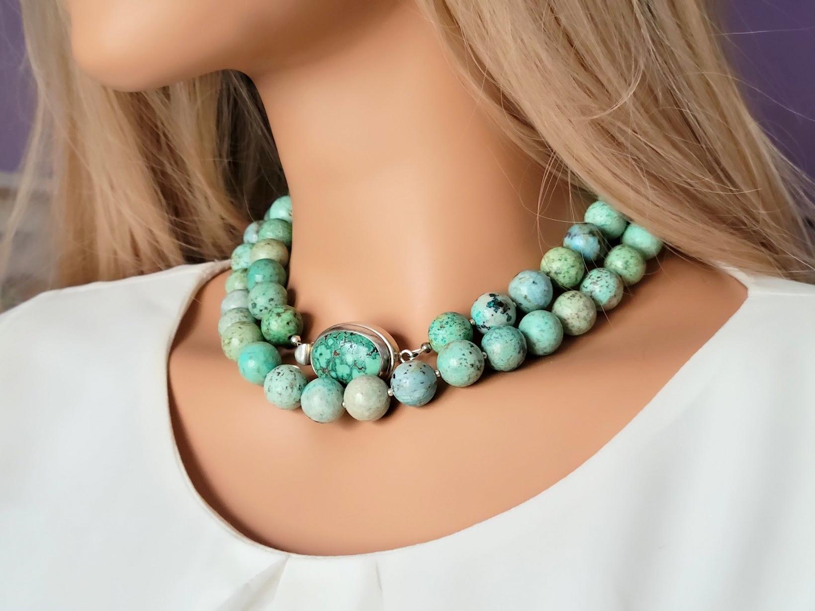 Long collier péruvien avec fermoir en turquoise en vente 6