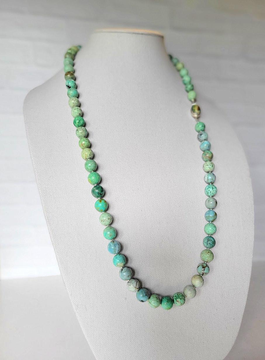Women's Peruvian Turquoise Long Necklace with Turquoise Clasp