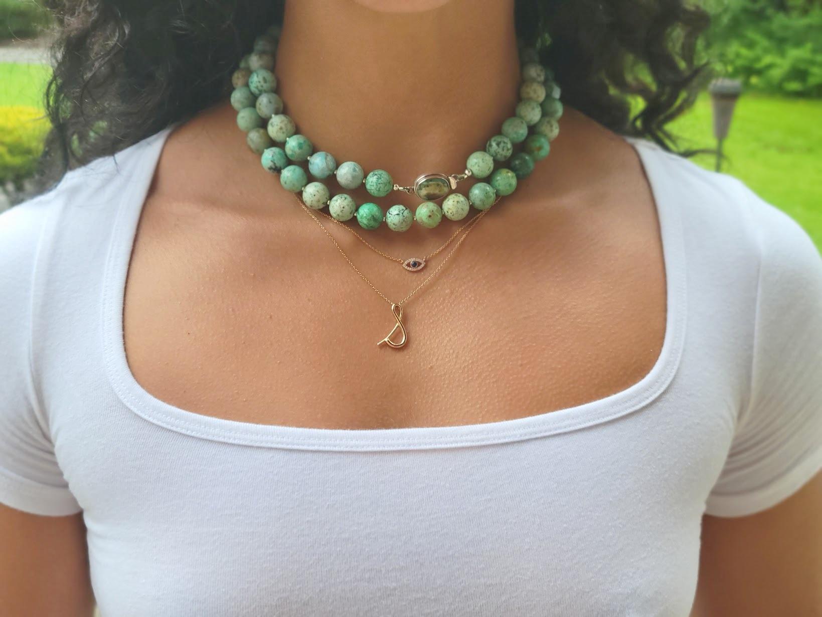 Peruvian Turquoise Long Necklace with Turquoise Clasp 1