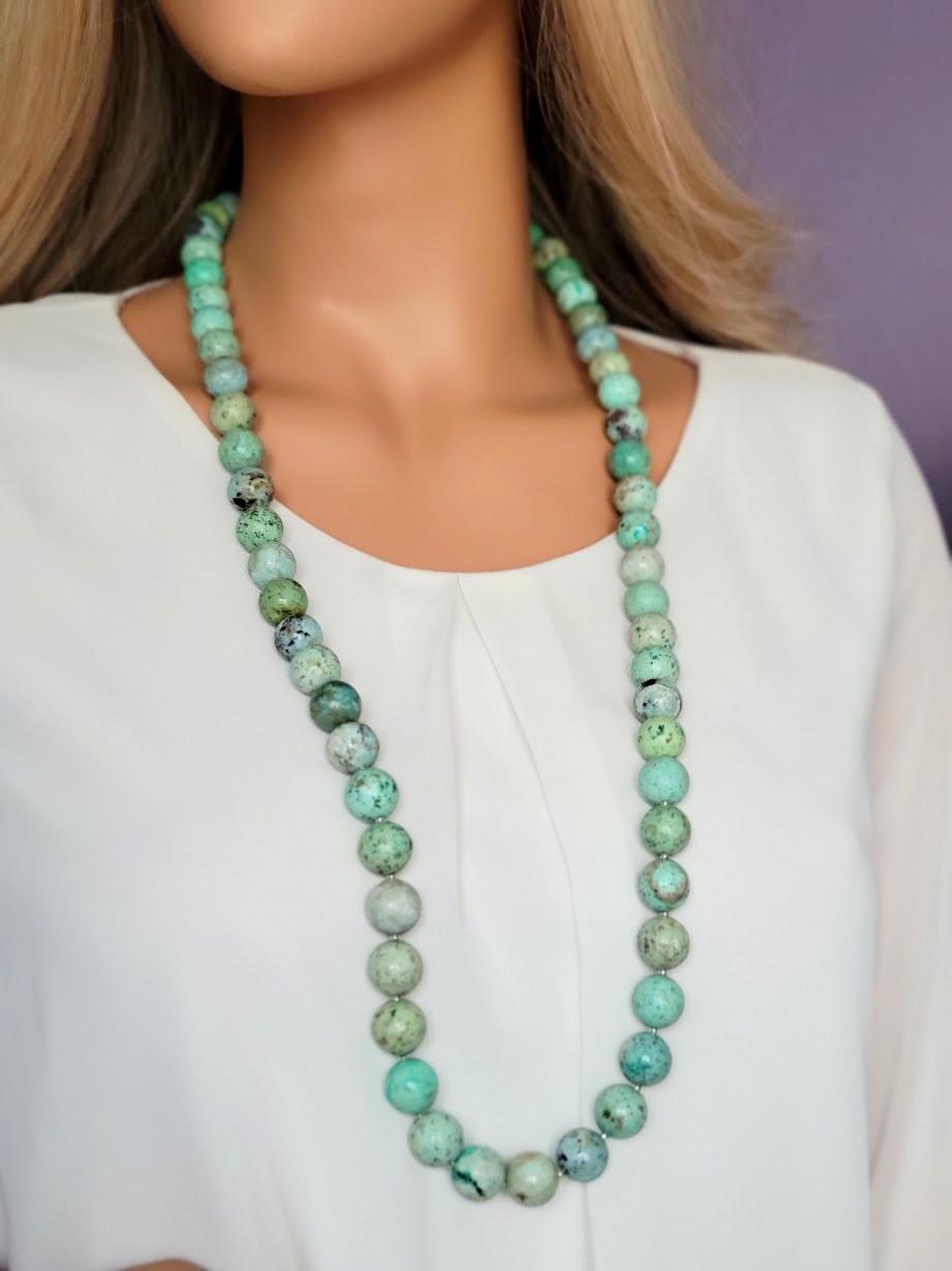 Peruvian Turquoise Long Necklace with Turquoise Clasp 2