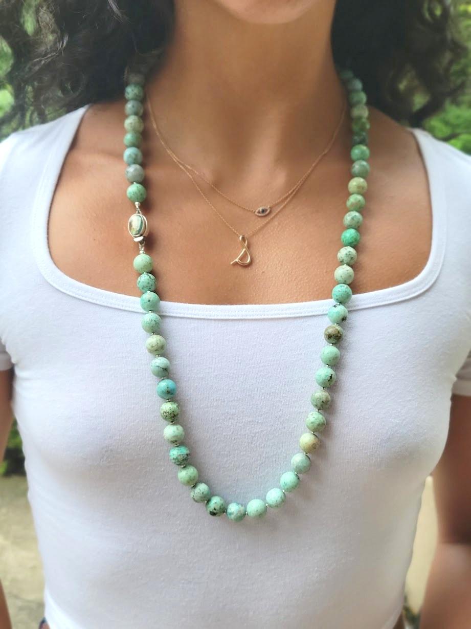 Peruvian Turquoise Long Necklace with Turquoise Clasp 2