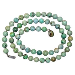 Peruvian Turquoise Long Necklace with Turquoise Clasp