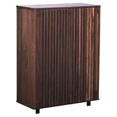 Peruvian Walnut Dark Brown Slatted Door Cabinet