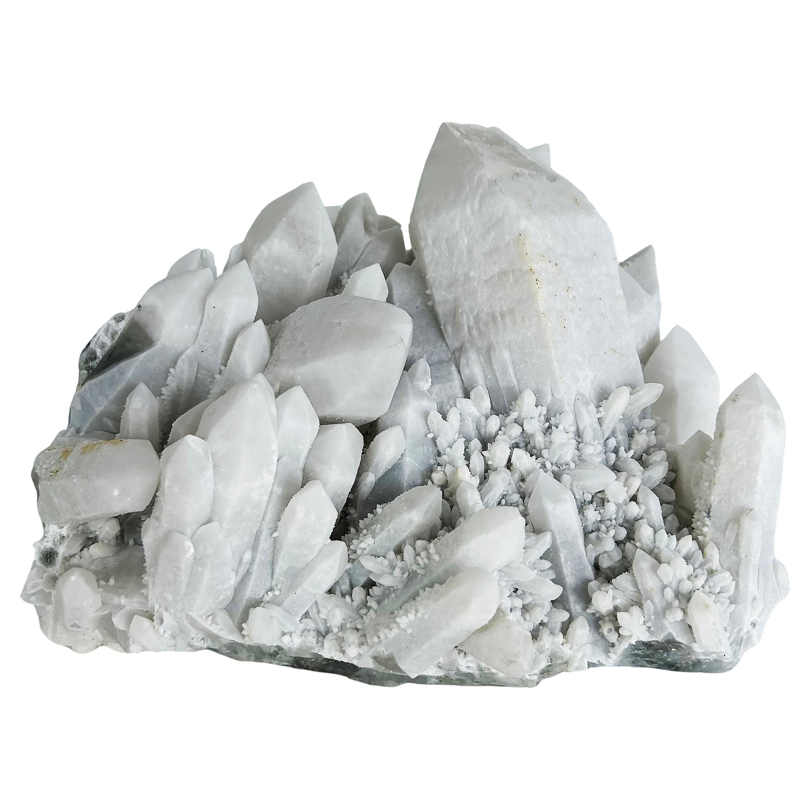 Peruvian White Frosted Quartz Crystal Cluster Weighing 12 Pounds For Sale