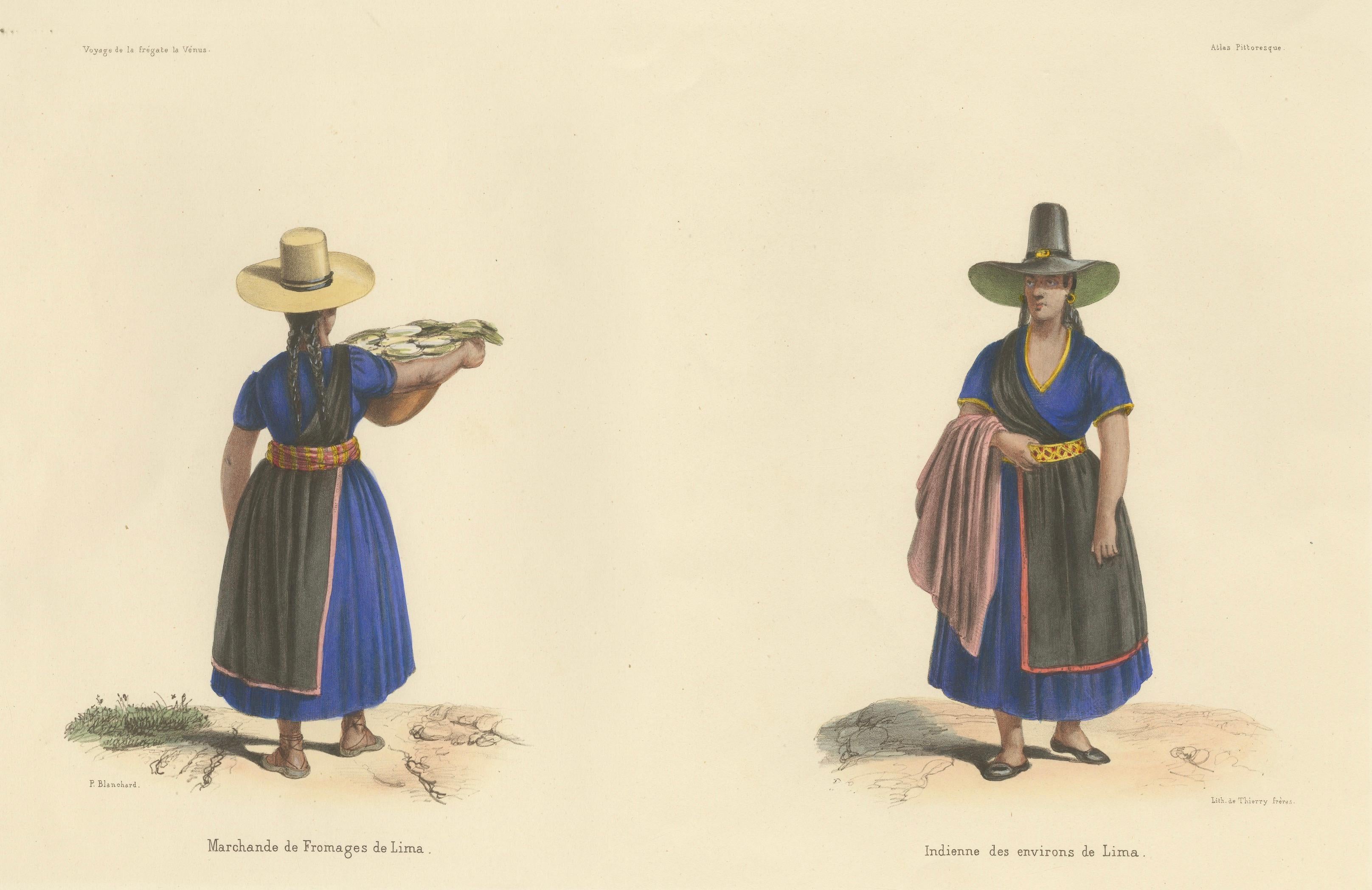 Peruvian Women of Lima, Cheese Seller and Regional Costume, Original 1841
