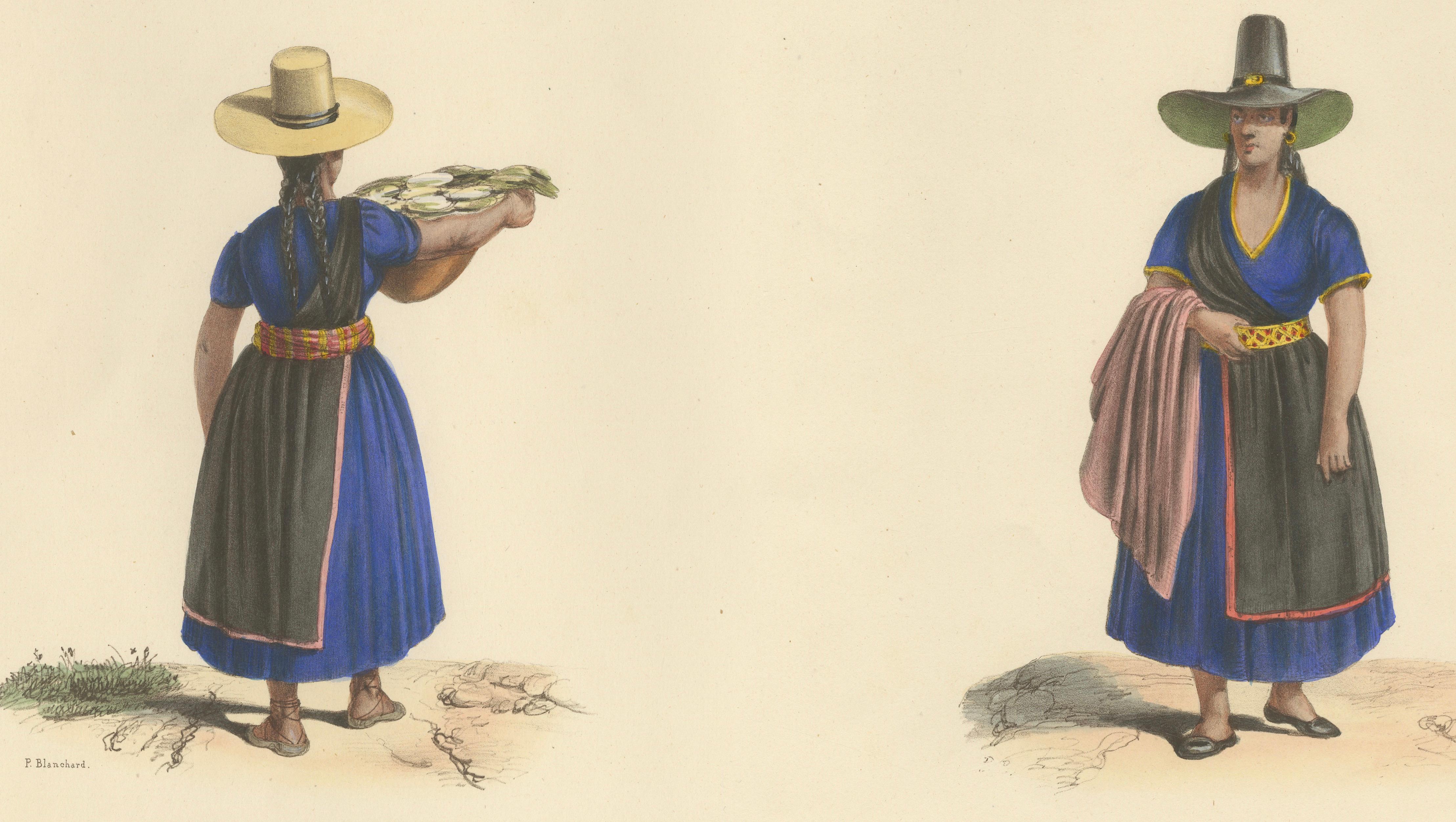 Peruvian Women of Lima, Cheese Seller and Regional Costume, Original 1841