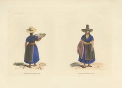 Peruvian Women of Lima, Cheese Seller and Regional Costume, Original 1841