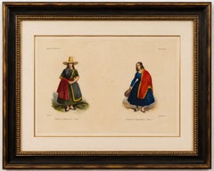 Peruvian Women's Costumes, Huarochirí & Huancavelica, Hand-Colored, 1841