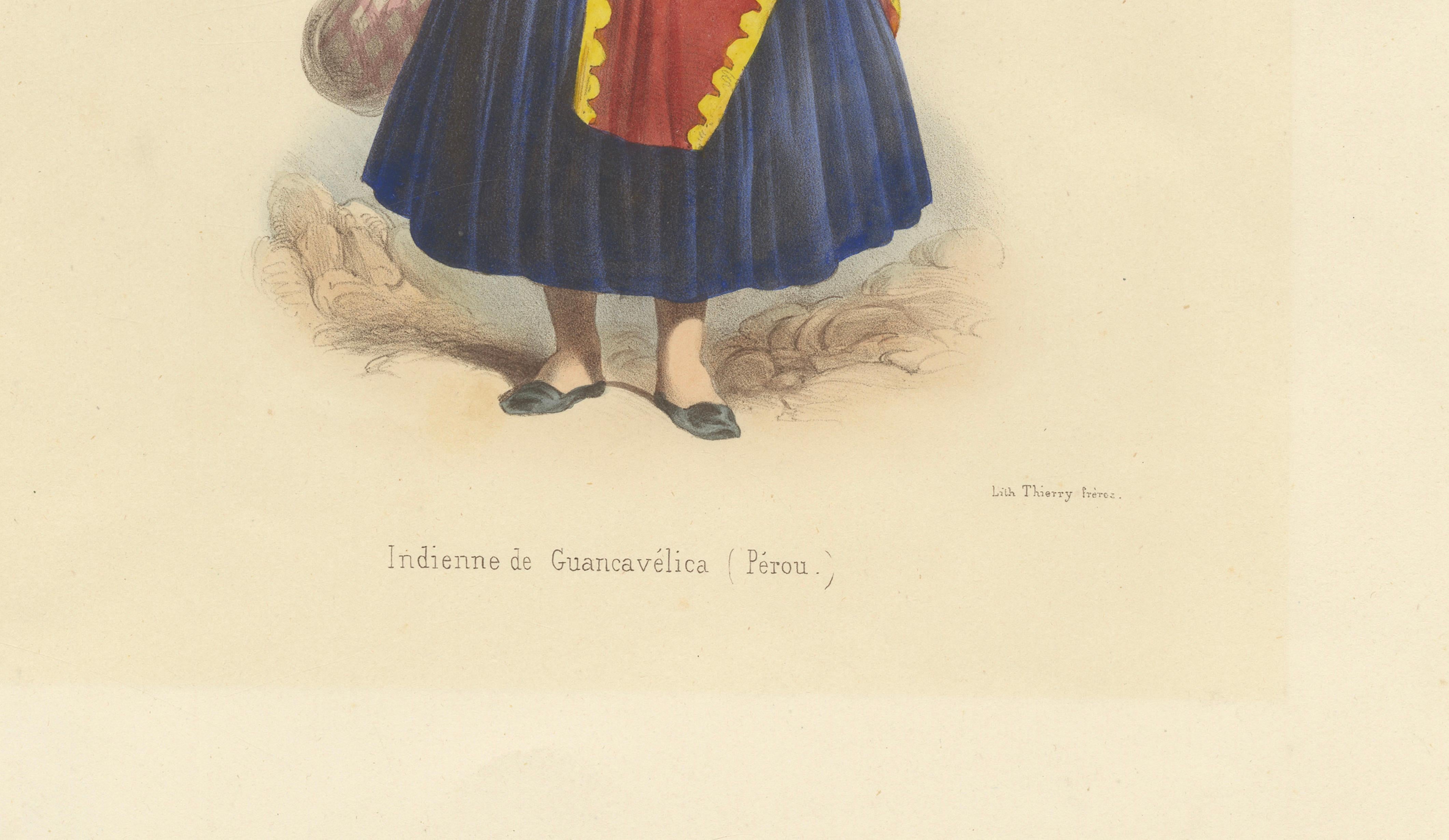 Peruvian Women's Costumes, Huarochirí & Huancavelica, Hand-Colored, 1841