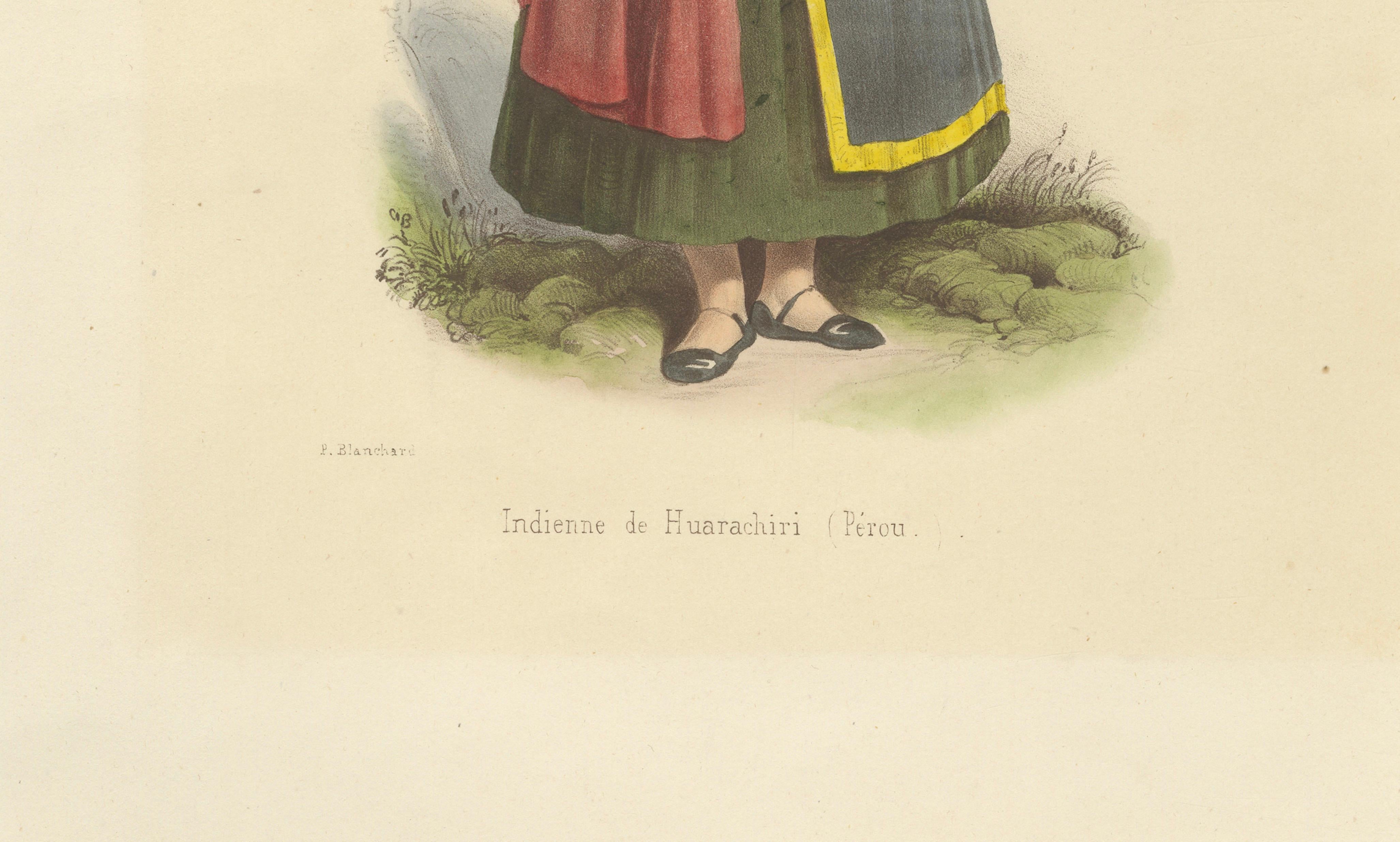 Peruvian Women's Costumes, Huarochirí & Huancavelica, Hand-Colored, 1841