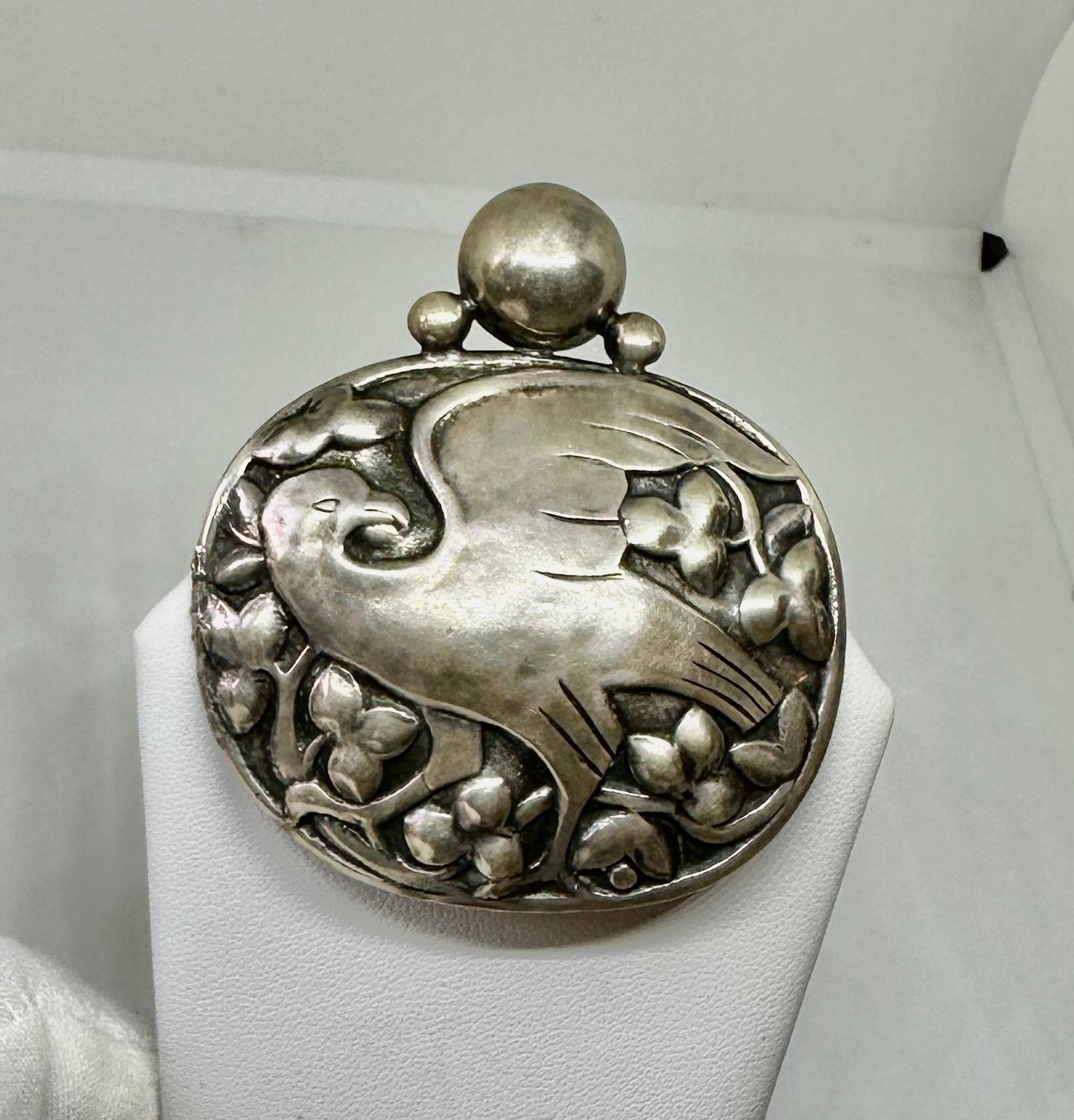 Peruzzi Boston Eagle Vogel Brosche Sterling Silber Seltene frühe Mitte des Jahrhunderts Modernist (Art nouveau) im Angebot