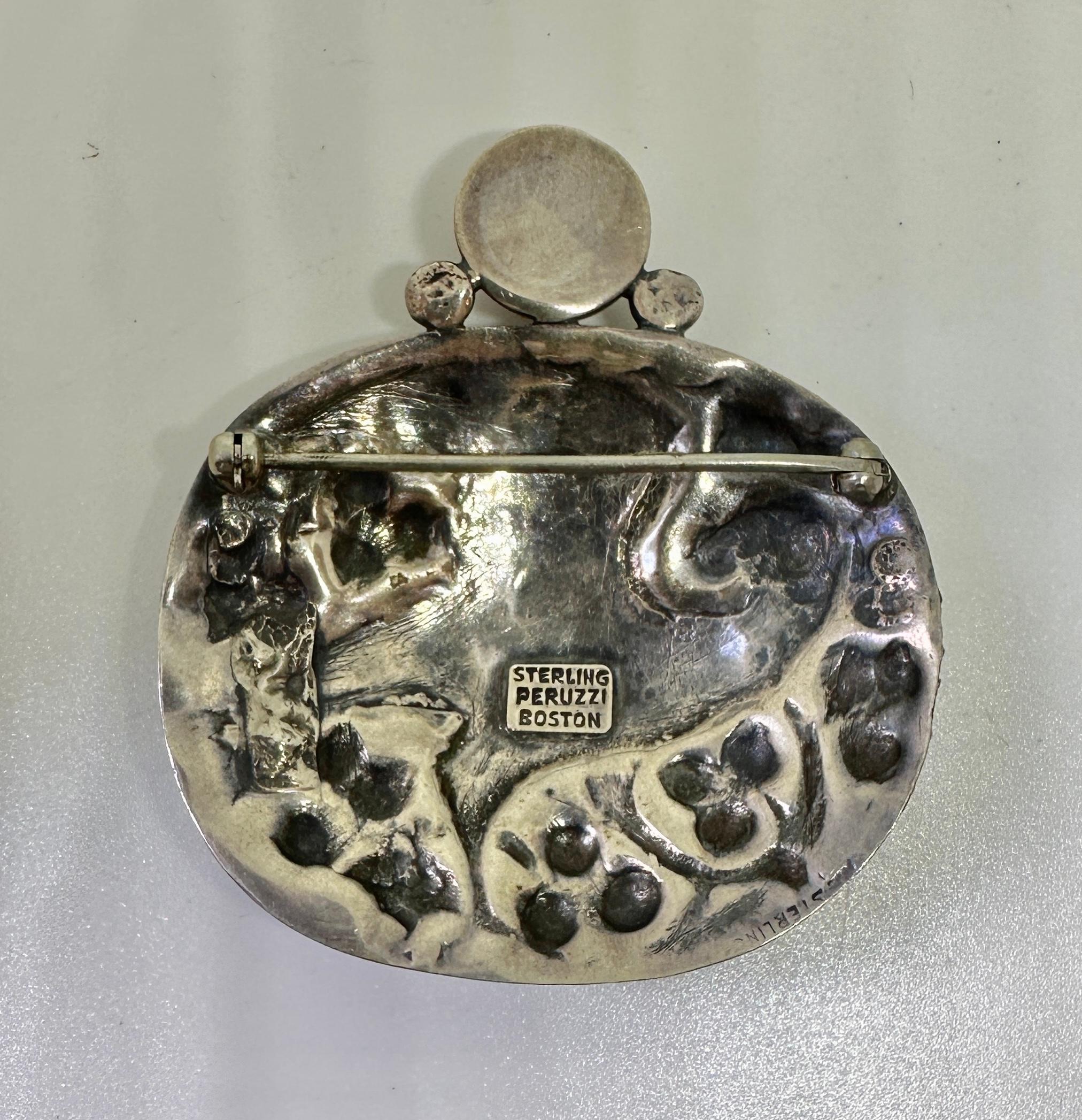 Peruzzi Boston Eagle Vogel Brosche Sterling Silber Seltene frühe Mitte des Jahrhunderts Modernist im Angebot 2