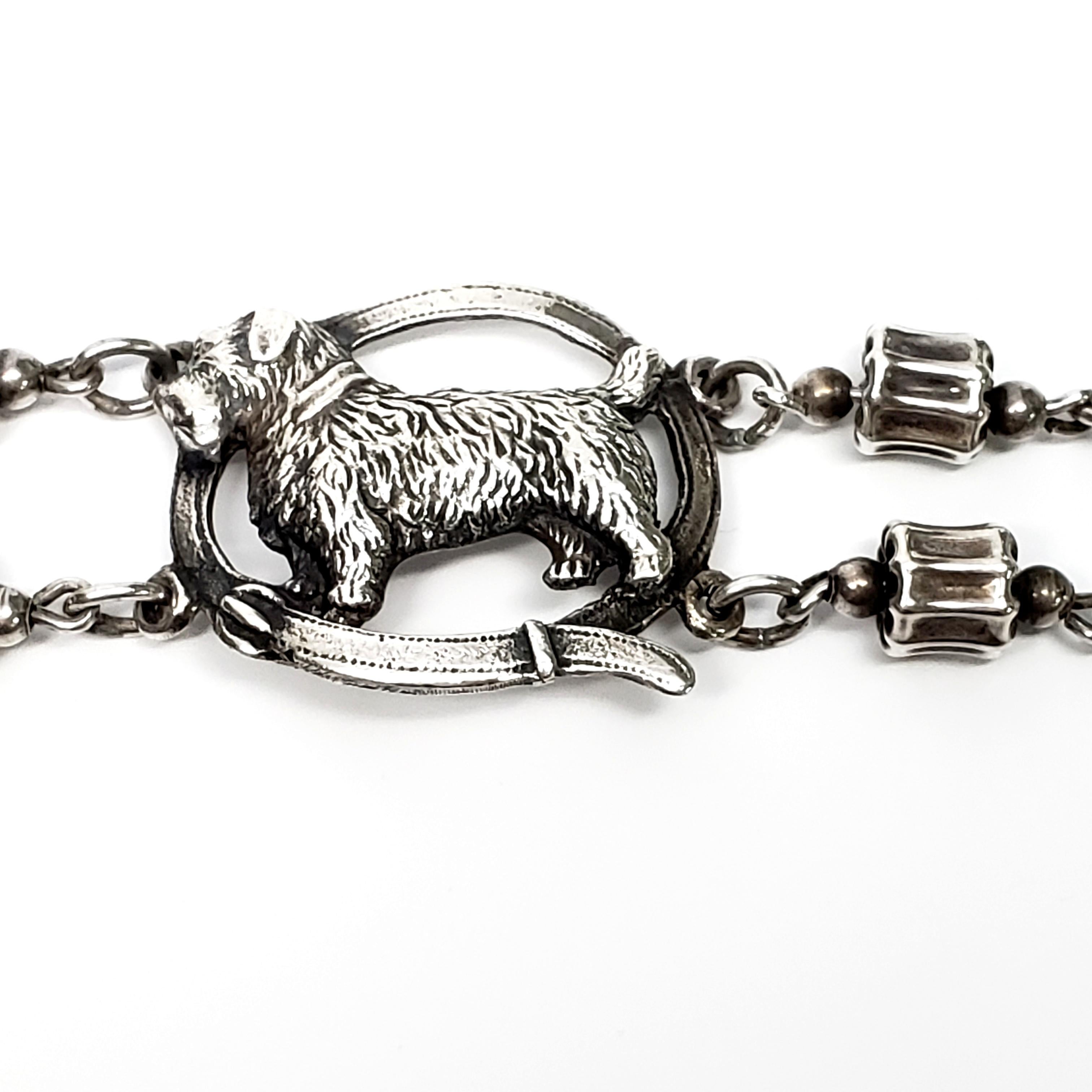 Peruzzi of Boston Sterling Silver Terrier Dog Link Bracelet In Good Condition In Washington Depot, CT