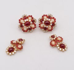 Pery Et Fils 1960 Paris Convertible Dangle Earrings 18Kt Gold 31.64 Cts In Gems