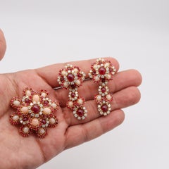 Pery Et Fils 1960 Paris Pendant Brooch 18Kt Gold 22.53 Cts In Diamonds & Rubies