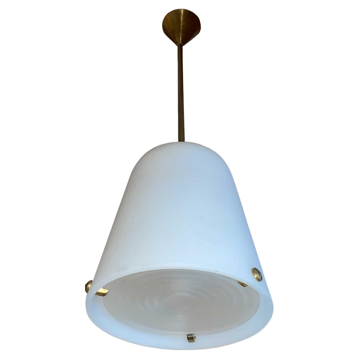 Perzel ceiling light n° 2015 in glass and gilded bronze For Sale