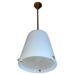 Perzel ceiling light n° 2015 in glass and gilded bronze