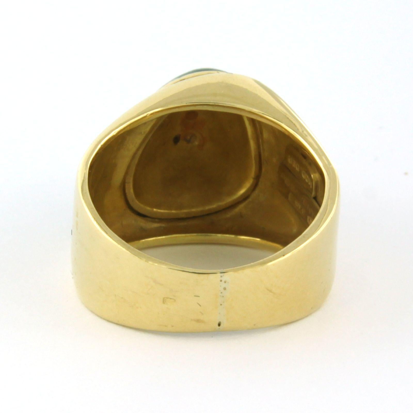Brilliant Cut PES VENTO ring with green enamel and brilliant cut diamond up to 0.05ct 18k gold For Sale