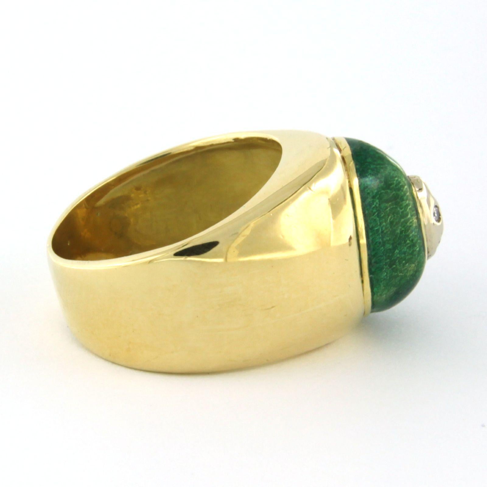 Anillo PES VENTO con esmalte verde y diamante talla brillante de hasta 0,05 ct Oro de 18k Corte brillante en venta