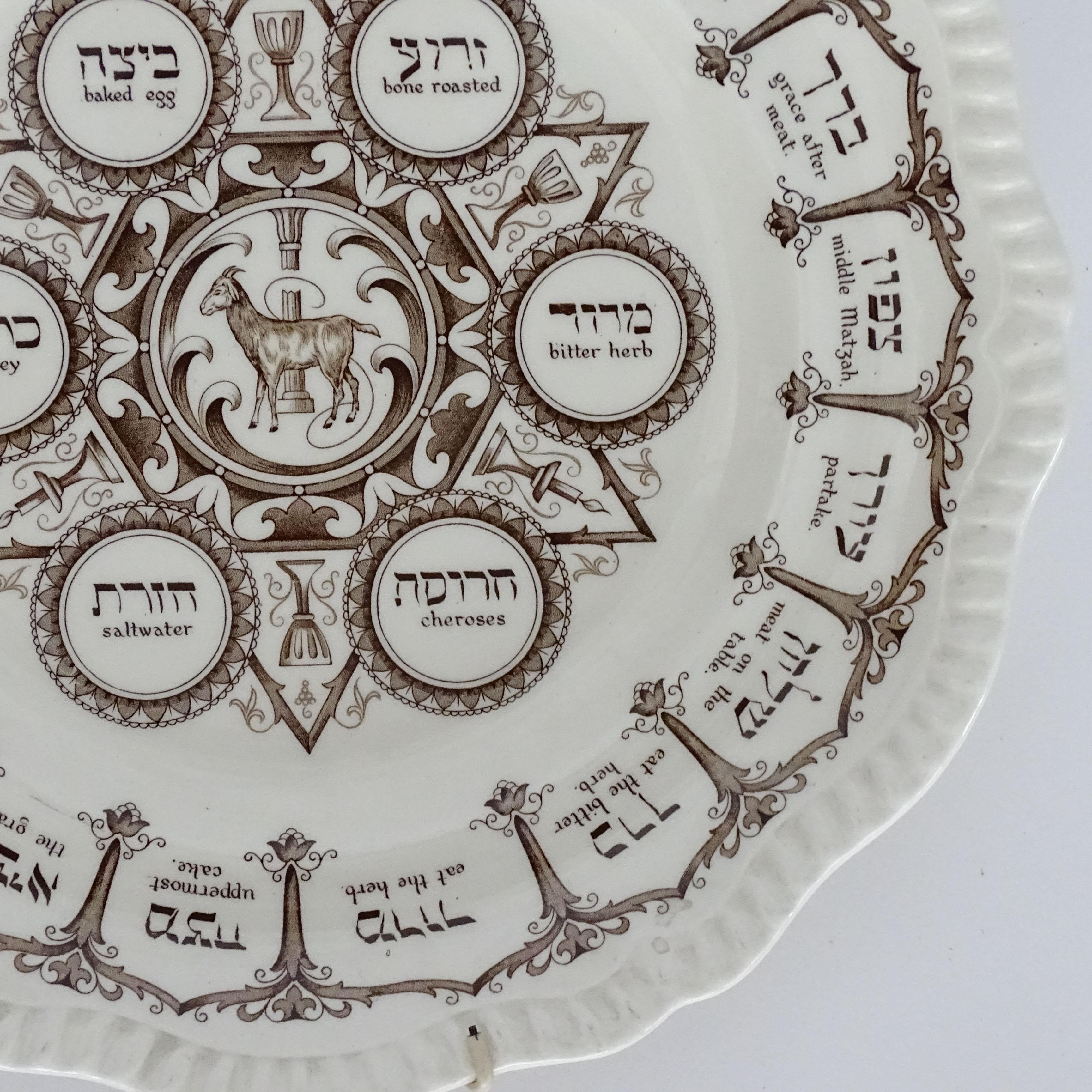 Elegant Painted Glass Passover Seder Plate - 13 Inch Blue Ceremonial Plate From Israel
