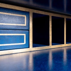Pesaro Secretary Electric Blue with Palm Motif Cabinet