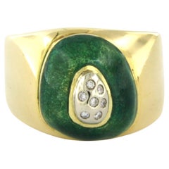 PESAVENTO Ring aus 18 Karat Gelbgold mit Emaille und Diamanten