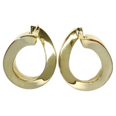 Retro Pesavento Yellow Gold Hoop Earrings
