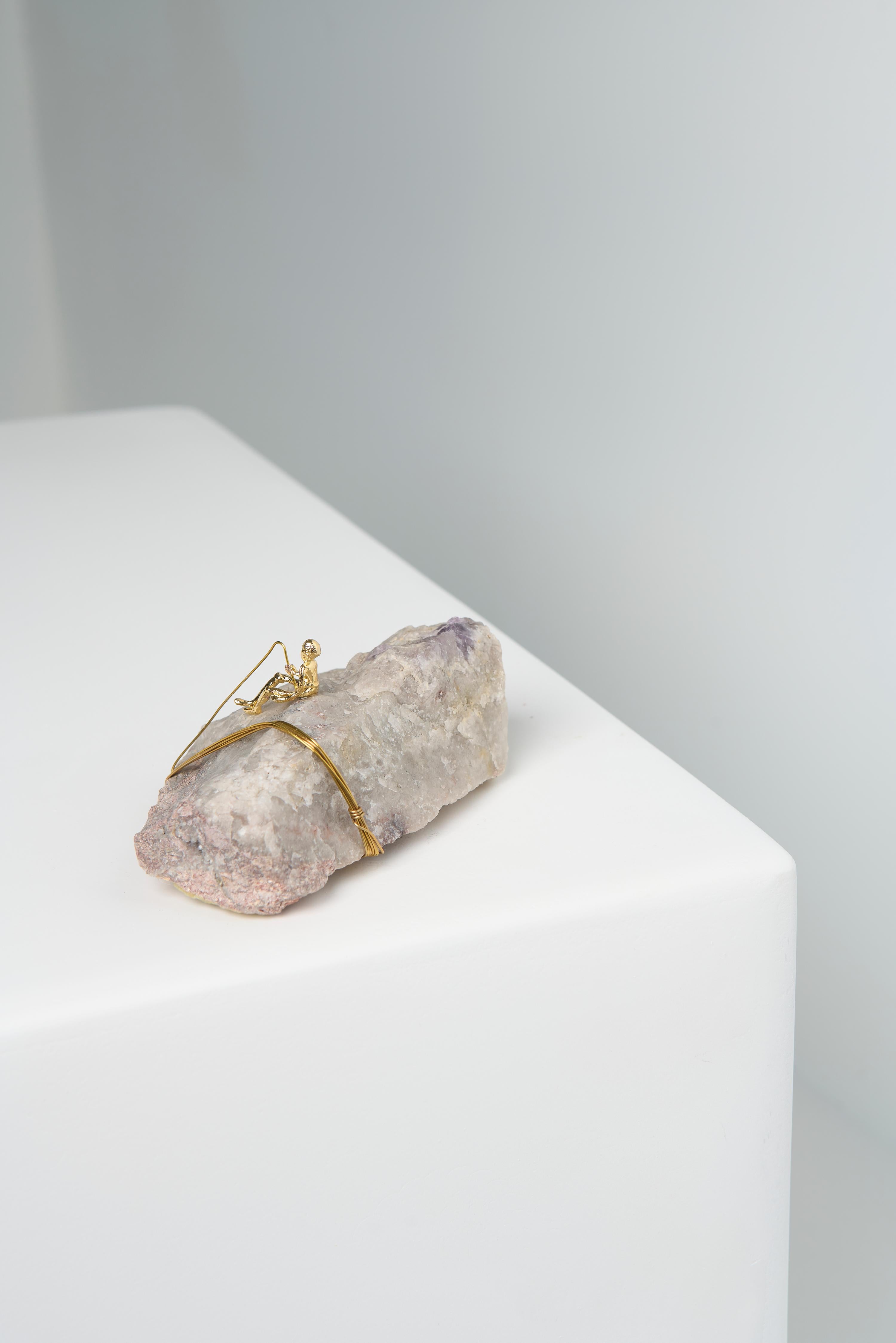 Minimalismo Scultura da tavolo Pescador Series, N763 Chevron Amethyst Fisherman in vendita