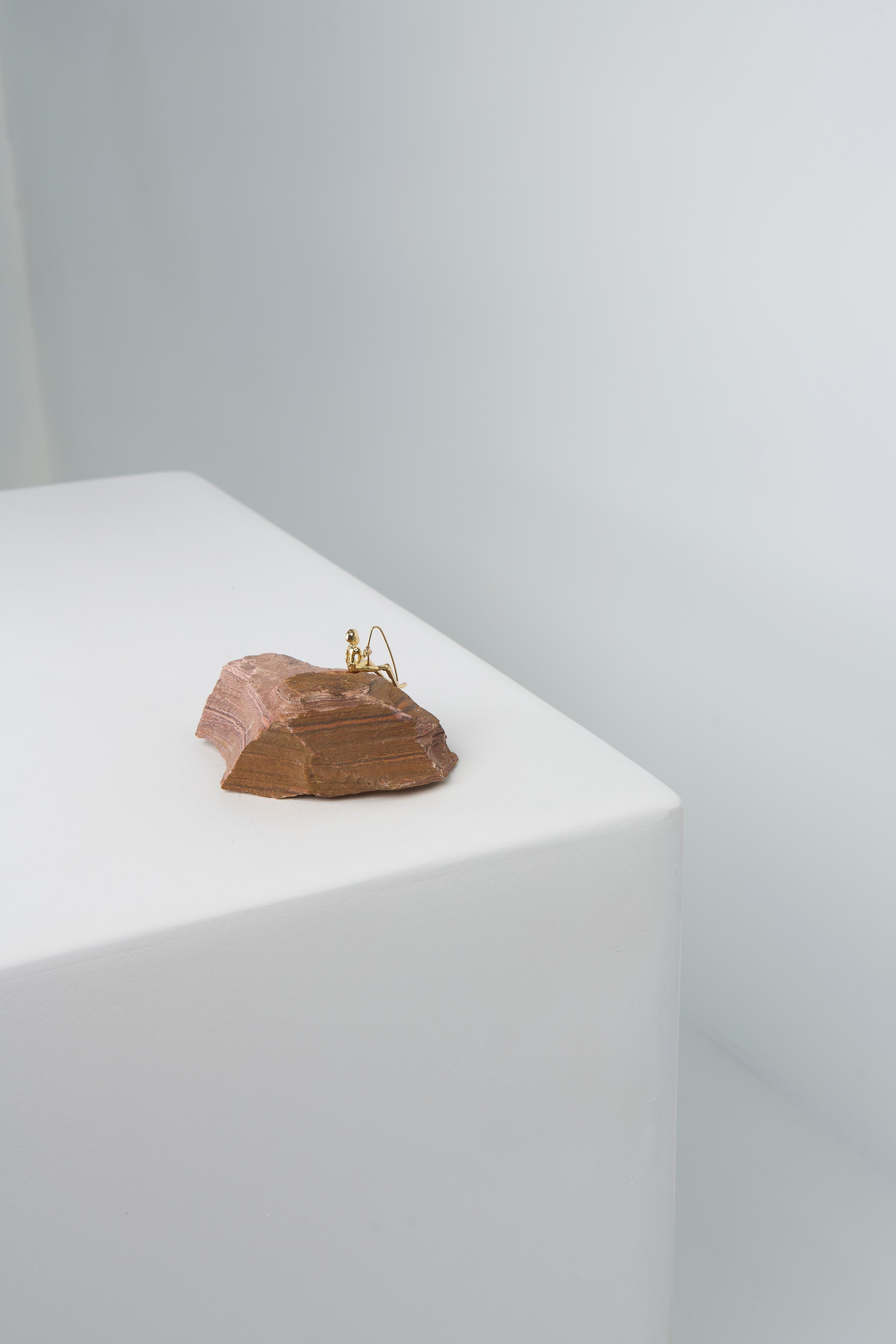 Minimalist Pescador Series, N808 Jaspillite Fisherman Table Sculpture For Sale