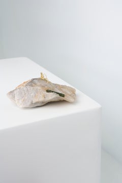 Pescador Series, N857 Green Turmaline in Matrix Fisherman Table Sculpture