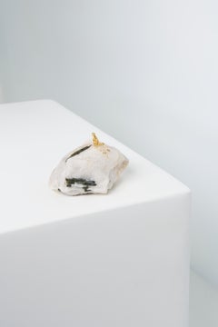 Pescador Series, N882 Green Turmaline in Quartz Fisherman Table Sculpture