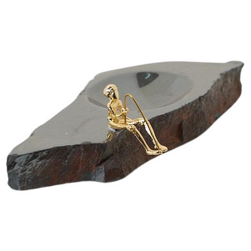 Pescador Series, N889 Jewel Holder, Hematite Fisherman Table Sculpture For Sale